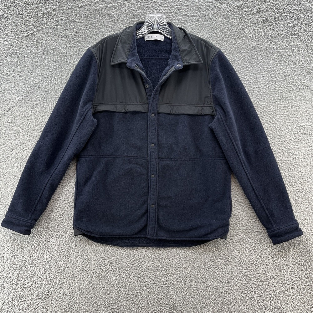 Hill City Jacket Mens Small Blue Hybrid Fleece Snap Up Casual Golf Shirt Jacket